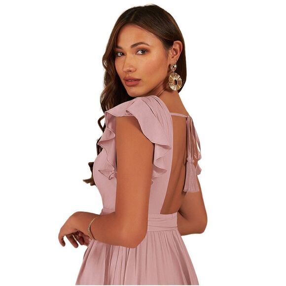 Azazie Aruba Blush Pink Maxi Dress Sz 10 - Picture 4 of 8